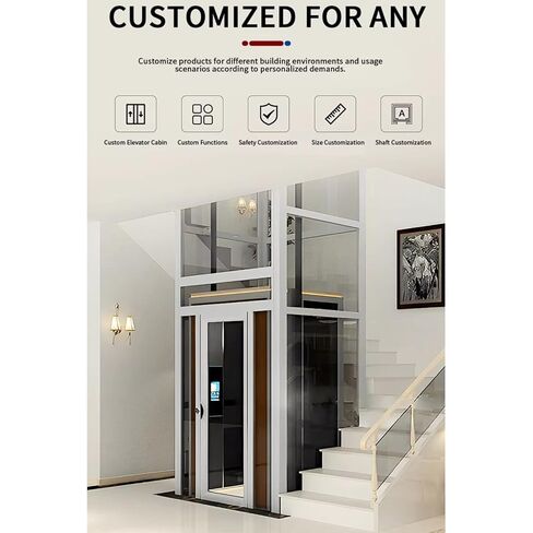 Quiet Indoor Elevator, Space-Saving Electric Home Elevator, Permanent Magnet Traction Lift with Backup Power Descent Valve for Village Cottage & Private Courtyard Mansion in Kuwait