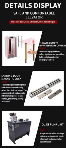 Quiet Indoor Elevator, Space-Saving Electric Home Elevator, Permanent Magnet Traction Lift with Backup Power Descent Valve for Village Cottage & Private Courtyard Mansion in Kuwait
