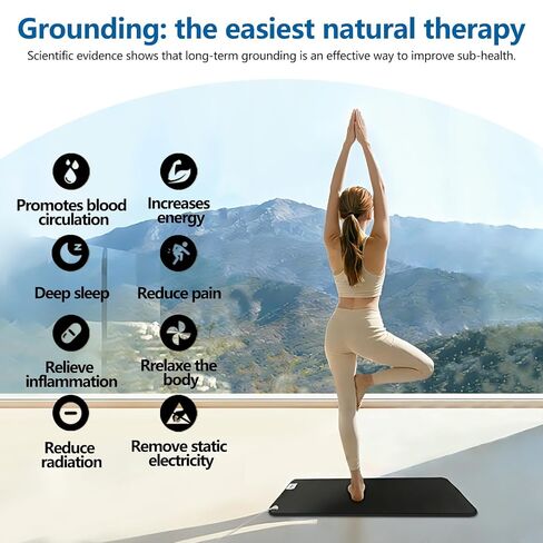 Grounding Mat,Relieve Inflammation and Pain, Promote Blood Circulation, Reduce Stress, Suitable for Various Occasions Such As Offices and Homes. 15 ft Grounding Wire and Conductive Test Pen(16"x24") in Kuwait