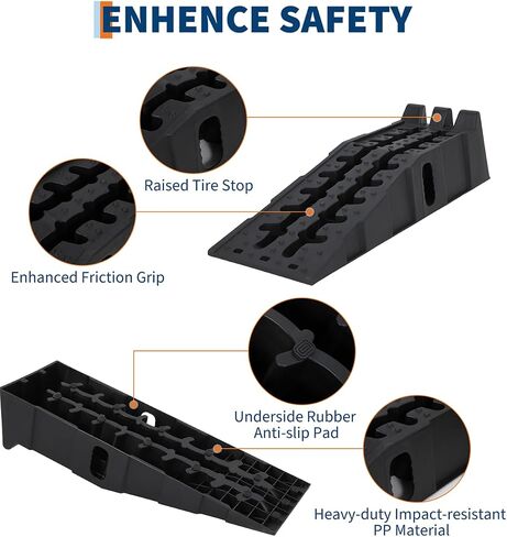 Garvee Heavy Duty Car Ramps for Oil Change, 12,000 LB(5 T) Capacity, Low Profile 6.25 in Lift Vehicle Service Ramps, Non-Slip & Portable for Trucks, SUVs, Cars (2-Pack) in Kuwait