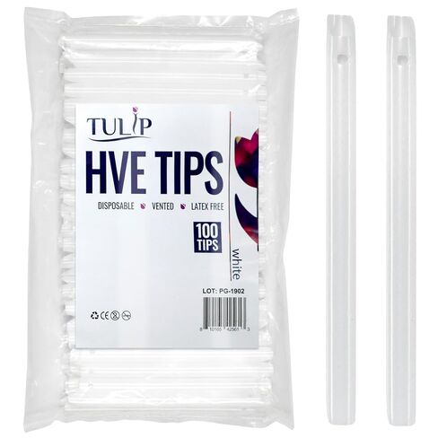 Tulip High Volume Evacuator HVE Tips - 1000 HVE Suction Tips Dental Disposable - Vented Evacuation Aspirator Tips with Smooth Edges (White - 10 Bags of 100) in Kuwait