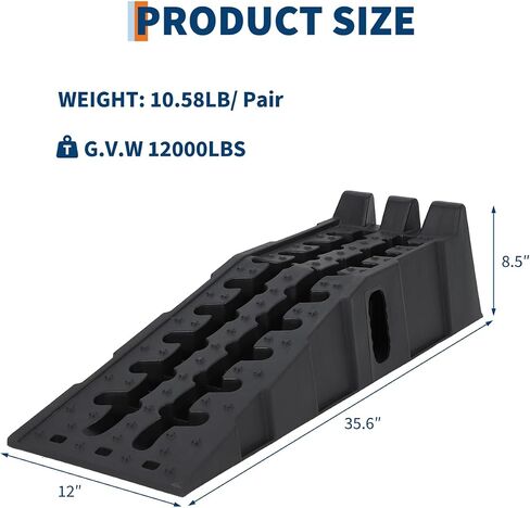 Garvee Heavy Duty Car Ramps for Oil Change, 12,000 LB(5 T) Capacity, Low Profile 6.25 in Lift Vehicle Service Ramps, Non-Slip & Portable for Trucks, SUVs, Cars (2-Pack) in Kuwait