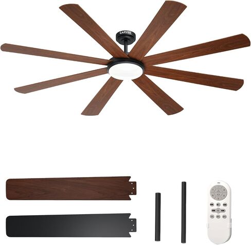 IDEALHOUSE 72 Inch Ceiling Fan with Light and Remote, 3CCT Dimmable, 8 Blades 6 Speed Reversible Quiet DC Motor, Large Ceiling Fan for Kitchen, Patio, Farmhouse, Living Room, Indoor/Outdoor in Kuwait