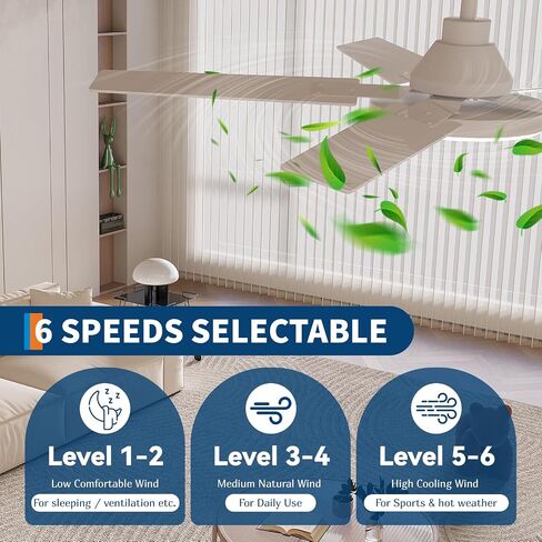 مراوح سقف IDEALHOUSE مقاس 52 بوصة مع أضواء، مروحة سقف بيضاء مع ضوء وجهاز تحكم عن بعد، قابلة للعكس، 3CCT، قابلة للتعتيم، بدون ضوضاء، وظيفة الذاكرة، مؤقت، مروحة سقف حديثة لغرفة النوم، المزرعة in Kuwait