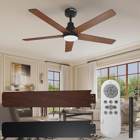 IDEALHOUSE 52 Inch Ceiling Fans with Lights and Remote, 6 Speed Reversible Quiet DC Motor, 3CCT Dimmable LED, Black Ceiling Fans with Dual Finish Blade for Living Room/Bedroom, Indoor/Outdoor Use in Kuwait
