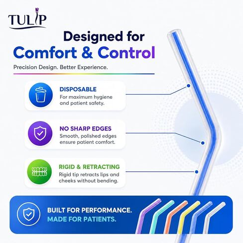 Tulip 250 Dental Air Water Syringe Tips, Disposable Spray Nozzles for Oral Cleaning, Universal Fit, Leak Free Design (Rainbow, Assorted) in Kuwait