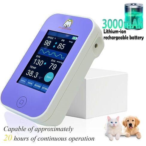 Veterinary Monitor, Rechargeable Built-in Lithium Battery,LCD Touch Screen, Blood Pressure, SpO2, Pulse Rate & Temperature Monitoring for Dogs and Cats in Kuwait