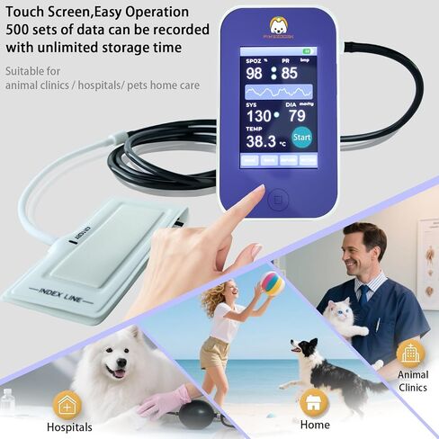 Veterinary Monitor, Rechargeable Built-in Lithium Battery,LCD Touch Screen, Blood Pressure, SpO2, Pulse Rate & Temperature Monitoring for Dogs and Cats in Kuwait