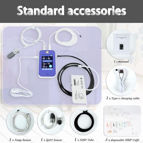 Veterinary Monitor, Rechargeable Built-in Lithium Battery,LCD Touch Screen, Blood Pressure, SpO2, Pulse Rate & Temperature Monitoring for Dogs and Cats in Kuwait