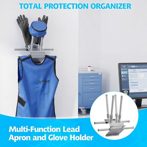 X Ray Apron Rack, Heavy Duty Stainless Steel Lead Apron Hanger Wall Mounted, 4 Rotating Arms & Glove Rack for X-Ray Techs/Clinics in Kuwait