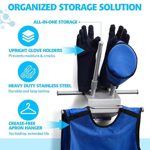 X Ray Apron Rack, Heavy Duty Stainless Steel Lead Apron Hanger Wall Mounted, 4 Rotating Arms & Glove Rack for X-Ray Techs/Clinics in Kuwait