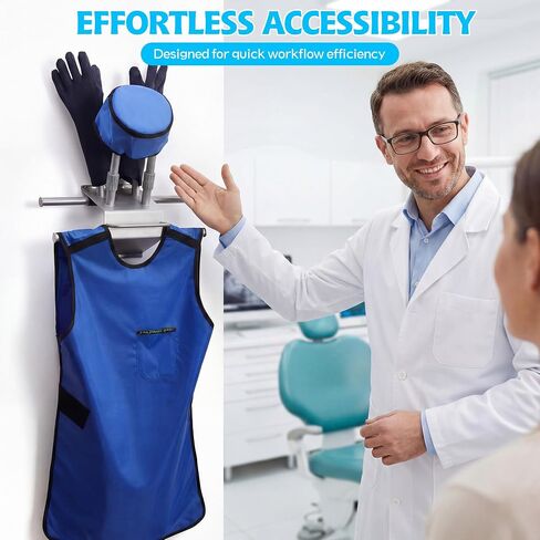 X Ray Apron Rack, Heavy Duty Stainless Steel Lead Apron Hanger Wall Mounted, 4 Rotating Arms & Glove Rack for X-Ray Techs/Clinics in Kuwait