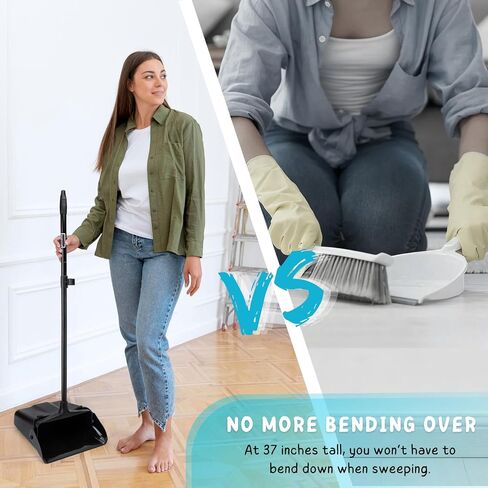Dustpan with Long Handle, 37’’ Upright Dust Pan, Heavy Duty Standing up Dustpans for Indoor, Outdoor, Home, Office, Commercial, Industrial, Shop in Kuwait