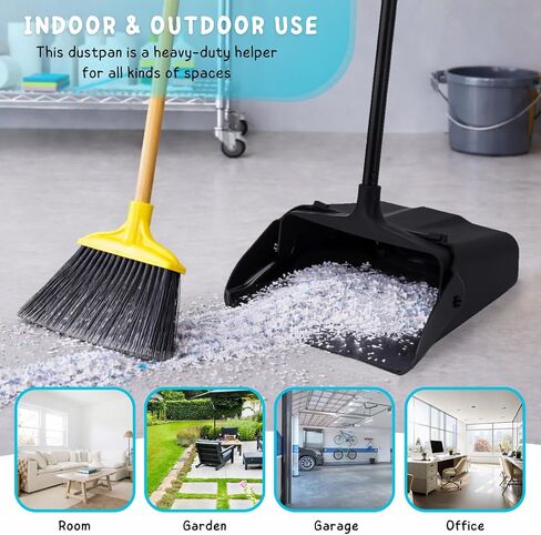 Dustpan with Long Handle, 37’’ Upright Dust Pan, Heavy Duty Standing up Dustpans for Indoor, Outdoor, Home, Office, Commercial, Industrial, Shop in Kuwait