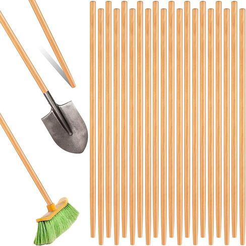 Gisafai 20 Pcs Broom Handle Wood Sanded Tapered Tip 55 x 1 Inch Long Handle Mop Broom Stick Pole for Floor Cleaning Sweeping Replacement in Kuwait