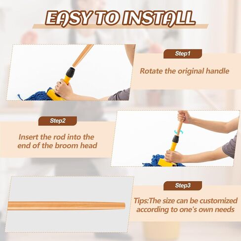 Gisafai 20 Pcs Broom Handle Wood Sanded Tapered Tip 55 x 1 Inch Long Handle Mop Broom Stick Pole for Floor Cleaning Sweeping Replacement in Kuwait