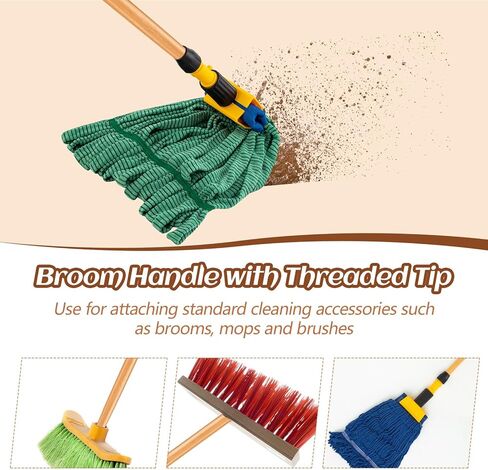 Gisafai 20 Pcs Broom Handle Wood Sanded Tapered Tip 55 x 1 Inch Long Handle Mop Broom Stick Pole for Floor Cleaning Sweeping Replacement in Kuwait