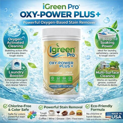 two Oxygen Bleach Destainer & Deodorizer for Household Cleaning & Laundry, Oxy Power Plus in Kuwait