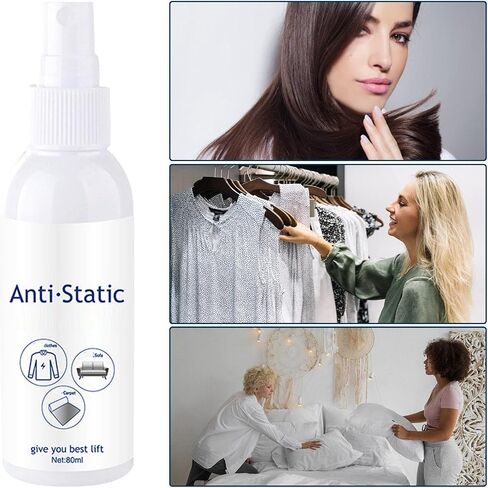 Antistatic Spray for Clothes – 80 ml Bottle Instantly Removes Static Electricity Hair and Fabric – Instant Anti-Frizz Fabric Softener for Clothes and Rugs in Kuwait
