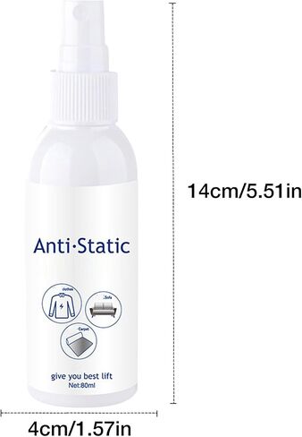 Antistatic Spray for Clothes – 80 ml Bottle Instantly Removes Static Electricity Hair and Fabric – Instant Anti-Frizz Fabric Softener for Clothes and Rugs in Kuwait