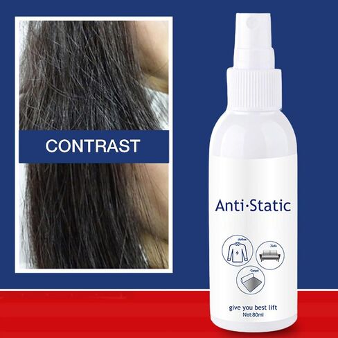 Antistatic Spray for Clothes – 80 ml Bottle Instantly Removes Static Electricity Hair and Fabric – Instant Anti-Frizz Fabric Softener for Clothes and Rugs in Kuwait