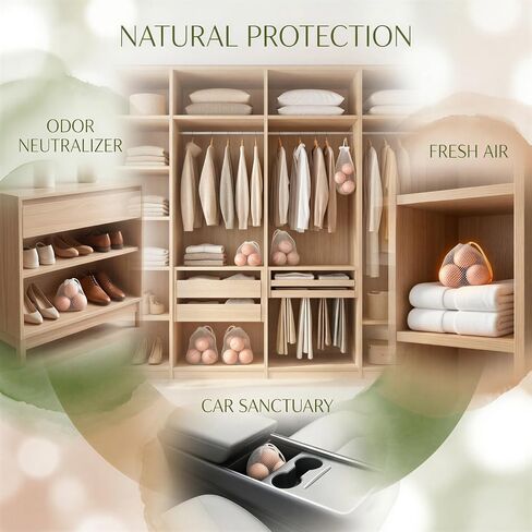 200 Pcs Camphorwood Balls with 20 Net Bags & Wood Comb, Natural Aromatic Wardrobe Freshener for Closets, Linen Closet Deodorizer for Drawers, Shoe Cabinets, Keep Clothes Clean and Fresh in Kuwait
