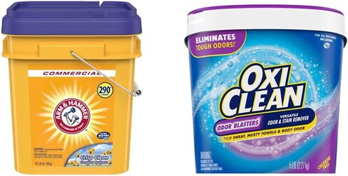 Arm & Hammer Powder Laundry Detergent, 18lb Pail + OxiClean Odor Blasters Versatile Odor and Stain Remover Powder, 5 lb in Kuwait