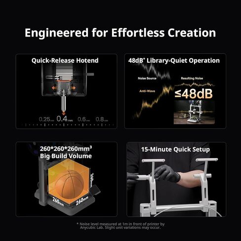 Anycubic Kobra X Multicolor 3D Printer, 2X Faster & Easy One-Click Printing, 600mm/s High Speed 3D Printers for Beginners & Kids, 4-Color Built-in, 260x260x260m³, Easy to Use FDM 3D Printer in Kuwait