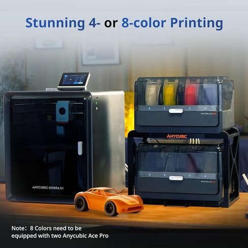 Anycubic Kobra S1 Combo Multi-Color 3D Printer with Active Filament Drying, 600mm/s High Speed CoreXY 3D Printer, Fully Enclosed & Auto Leveling, 4-Color Printing Bulit-in, Smart APP Control in Kuwait