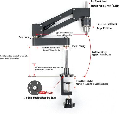 Marhynchus Tapping Cantilever Bracket Tapping Support Arm Machine Bracket CNC Aluminum Alloy Vertical Horizontal Use with 130mm Cantilever Stroke for Workpiece Efficiency in Kuwait