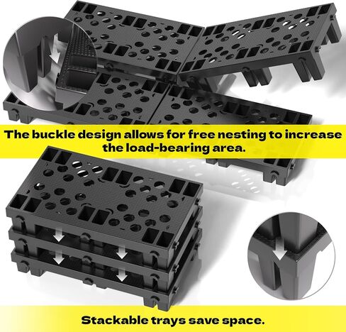 KJE 6 Pack Plastic Pallets, Lightweight Nestable Moisture-Proof Floor Pallets, Ventilated Grid Plastic pallets for Basement Storage and Warehouse Use (19.7" x 11.8" x 3.9") in Kuwait