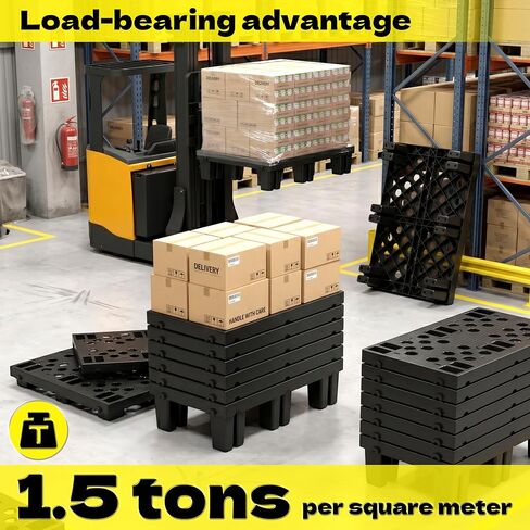 KJE 6 Pack Plastic Pallets, Lightweight Nestable Moisture-Proof Floor Pallets, Ventilated Grid Plastic pallets for Basement Storage and Warehouse Use (19.7" x 11.8" x 3.9") in Kuwait