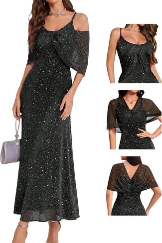 Berylove Women Sequin Party Party Dress Cocktail Vality Dresses مع شال in Kuwait