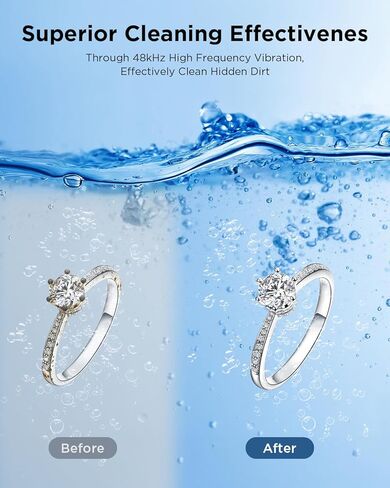 Ultrasonic Jewelry Cleaner Machine: 48KHz Ultra Sonic Cleaner for Jewelry,Eyeglass,Rings,Watch Band,Dentures,with Dual Cleaning Modes,350ML 304 Stainless Steel Tank,Gift for Wife,Mom,Daughter in Kuwait