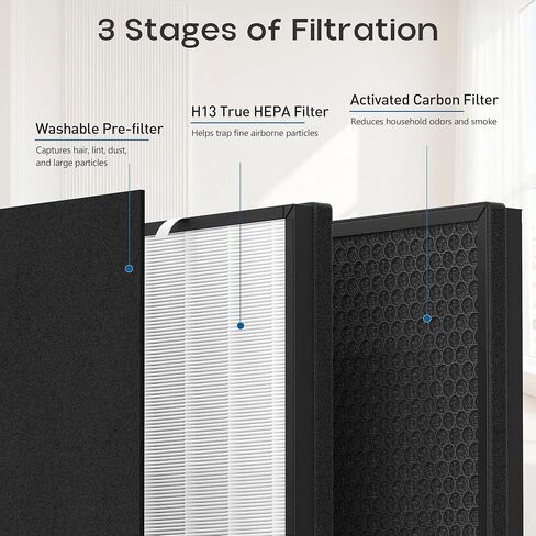 KJ03 Replacement Filter for Dhyala KJ03 Air Purifi-er for Home Large Room up to 3000Ft²,2pcs HEPA Filters and 8pcs Activated Carbon Pre-filters in Kuwait