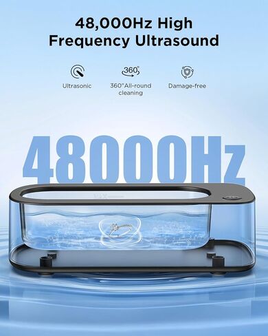Ultrasonic Jewelry Cleaner Machine: 48KHz Ultra Sonic Cleaner for Jewelry,Eyeglass,Rings,Watch Band,Dentures,with Dual Cleaning Modes,350ML 304 Stainless Steel Tank,Gift for Wife,Mom,Daughter in Kuwait
