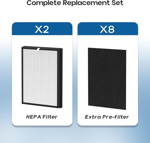 KJ03 Replacement Filter for Dhyala KJ03 Air Purifi-er for Home Large Room up to 3000Ft²,2pcs HEPA Filters and 8pcs Activated Carbon Pre-filters in Kuwait