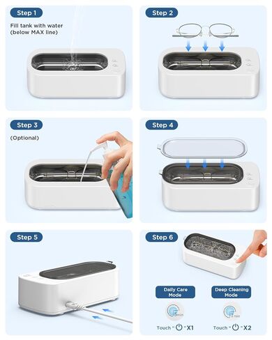 Ultrasonic Jewelry Cleaner Machine: 48KHz Ultra Sonic Cleaner for Jewelry,Eyeglass,Rings,Watch Band,Dentures,with Dual Cleaning Modes,350ML 304 Stainless Steel Tank,Gift for Wife,Mom,Daughter in Kuwait