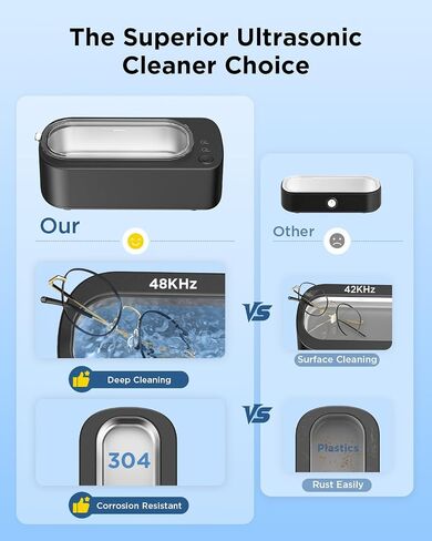 Ultrasonic Jewelry Cleaner Machine: 48KHz Ultra Sonic Cleaner for Jewelry,Eyeglass,Rings,Watch Band,Dentures,with Dual Cleaning Modes,350ML 304 Stainless Steel Tank,Gift for Wife,Mom,Daughter in Kuwait