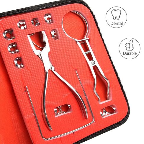 12Pcs Rubber Dam Endodontic Kit with Ainsworth Frame Clamps,Forceps,Stainless Steel Dental Instruments for Dental Students in Saudi Arabia