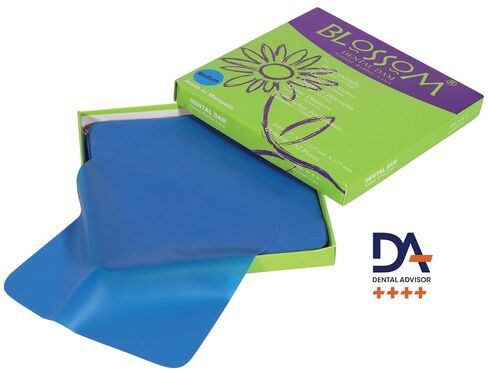 Blossom Dam, Latex Powder-Free, Unscented, Blue, Medium, 5" x 5" Size, 127 mm x 127mm, Pack of 52 in Saudi Arabia