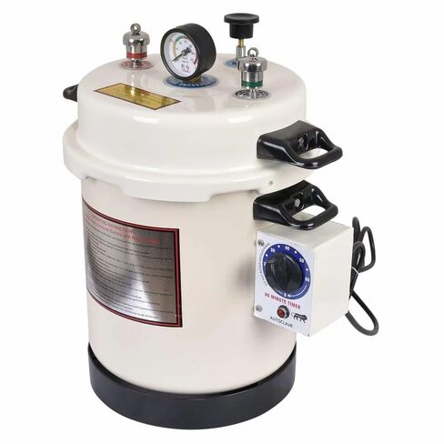 DOZIA 13 Litre Electric Autoclave Sterilizer with Timer | White Epoxy Coated Body | Includes 8x8 Stainless Steel Sterilization Drum in Kuwait