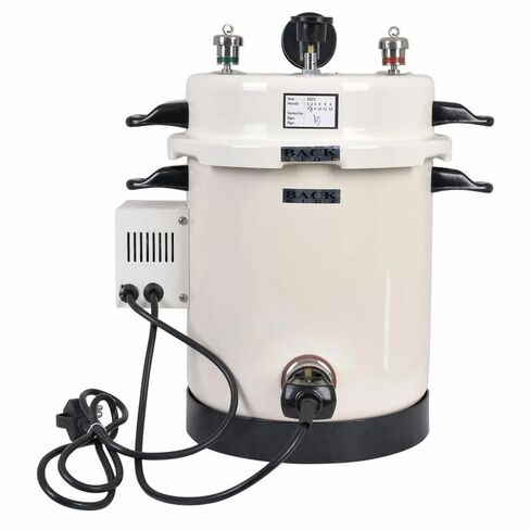 DOZIA 13 Litre Electric Autoclave Sterilizer with Timer | White Epoxy Coated Body | Includes 8x8 Stainless Steel Sterilization Drum in Kuwait