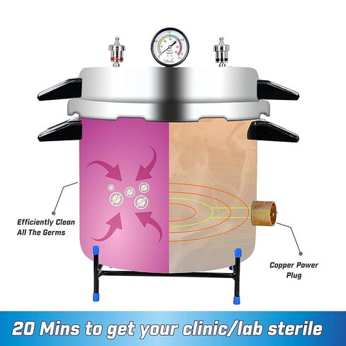 DOZIA 13 Litre Electric Autoclave Sterilizer with Timer | White Epoxy Coated Body | Includes 8x8 Stainless Steel Sterilization Drum in Kuwait