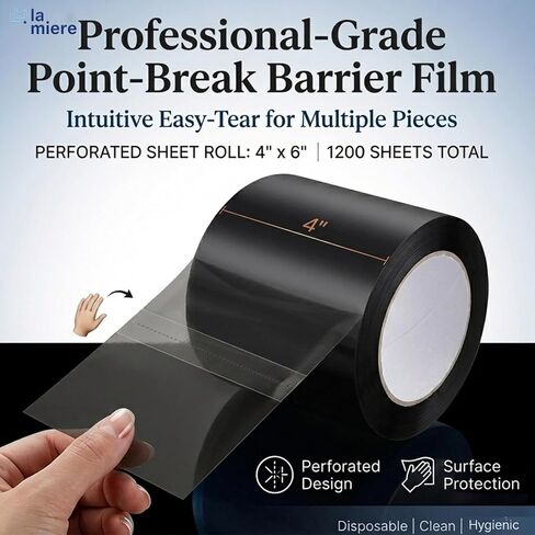 LA MIERE Black Dental Barrier Film Roll 4"×6" – One-Sided Adhesive with Finger Lift Edge, Easy Peel No Residue, 1200 Perforated Sheets for Dental Tattoo in Saudi Arabia