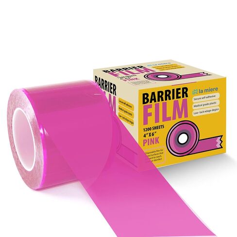 LA MIERE Pink Dental Barrier Film Roll 4"×6" – One-Sided Adhesive with Finger Lift Edge, Easy Peel No Residue, 1200 Perforated Sheets for Dental Tattoo in Saudi Arabia