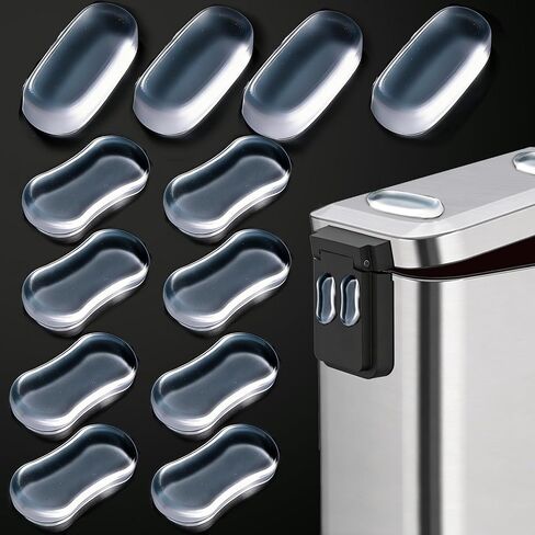 12 Pack Transparent Wall Protector Behind Trash Can, Adhesive Trash Can Wall Guard Bumpers, Silicone No Drill Scuff Guard to Protect Wall, Applicable to Round & Square Cans for Kitchen Bathroom Office in Kuwait