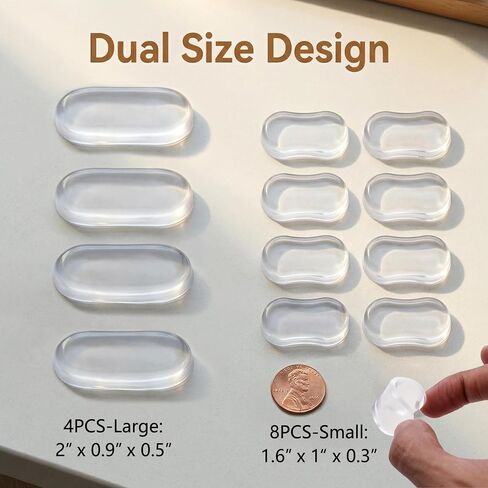 12 Pack Transparent Wall Protector Behind Trash Can, Adhesive Trash Can Wall Guard Bumpers, Silicone No Drill Scuff Guard to Protect Wall, Applicable to Round & Square Cans for Kitchen Bathroom Office in Kuwait