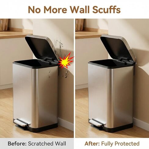 12 Pack Transparent Wall Protector Behind Trash Can, Adhesive Trash Can Wall Guard Bumpers, Silicone No Drill Scuff Guard to Protect Wall, Applicable to Round & Square Cans for Kitchen Bathroom Office in Kuwait