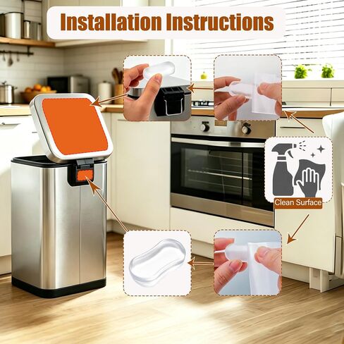 12 Pack Transparent Wall Protector Behind Trash Can, Adhesive Trash Can Wall Guard Bumpers, Silicone No Drill Scuff Guard to Protect Wall, Applicable to Round & Square Cans for Kitchen Bathroom Office in Kuwait